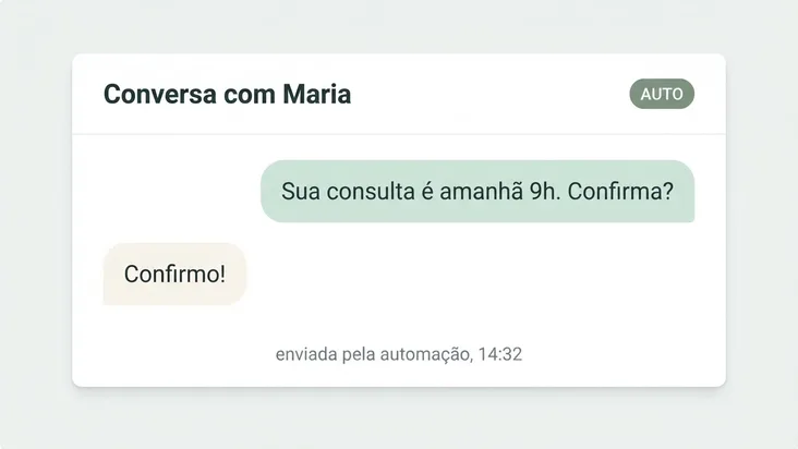 Conversa de WhatsApp em que o sistema confirma a consulta e a paciente responde