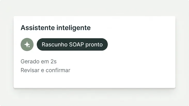 Assistente de IA com um rascunho de evolução pronto para revisão