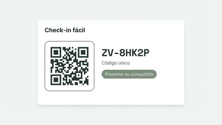 Tela de check-in com QR e o código único do paciente